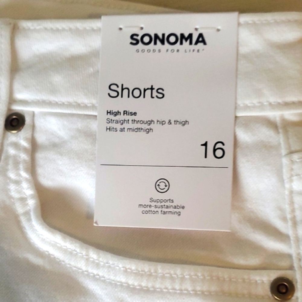 Nwt Sonoma Women's White Denim High Rise Shorts 16 - Picture 4 of 6